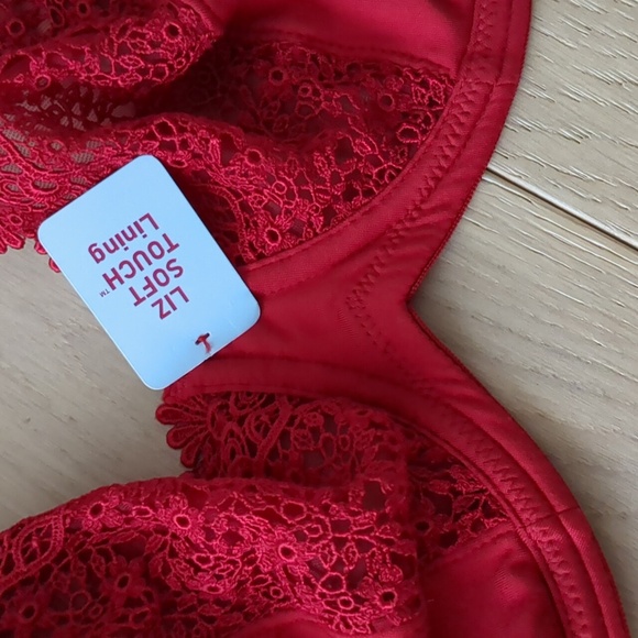 NWT Size 36C Liz Claiborne Red Bra Soft Touch Lining Full Support - Picture 12 of 12